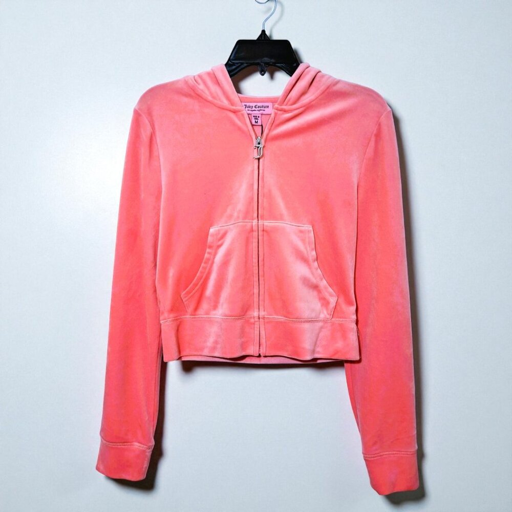 Juicy Couture Medium Pink Long Sleeve Hooded Jogger Top